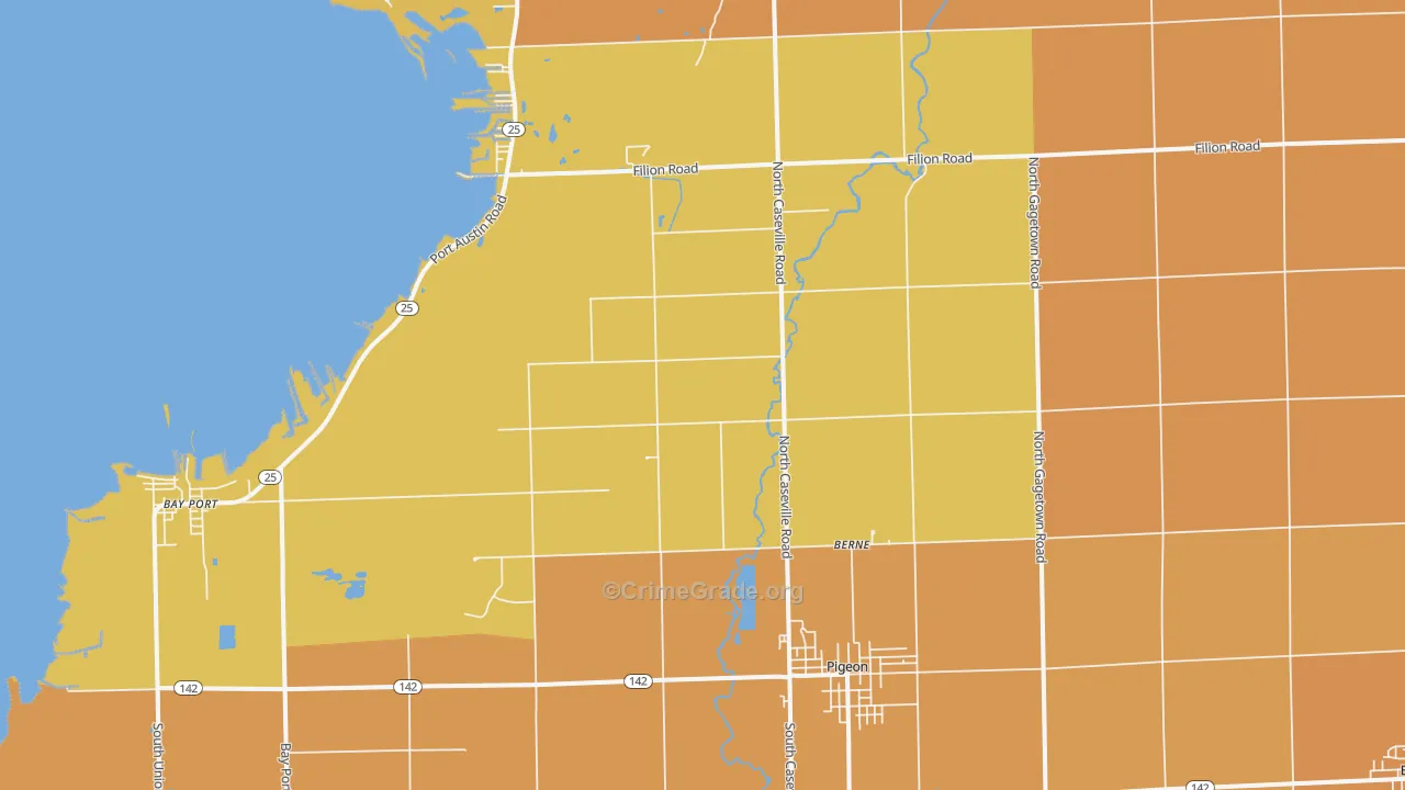 Pigeon, MI Map of Robbery Rates