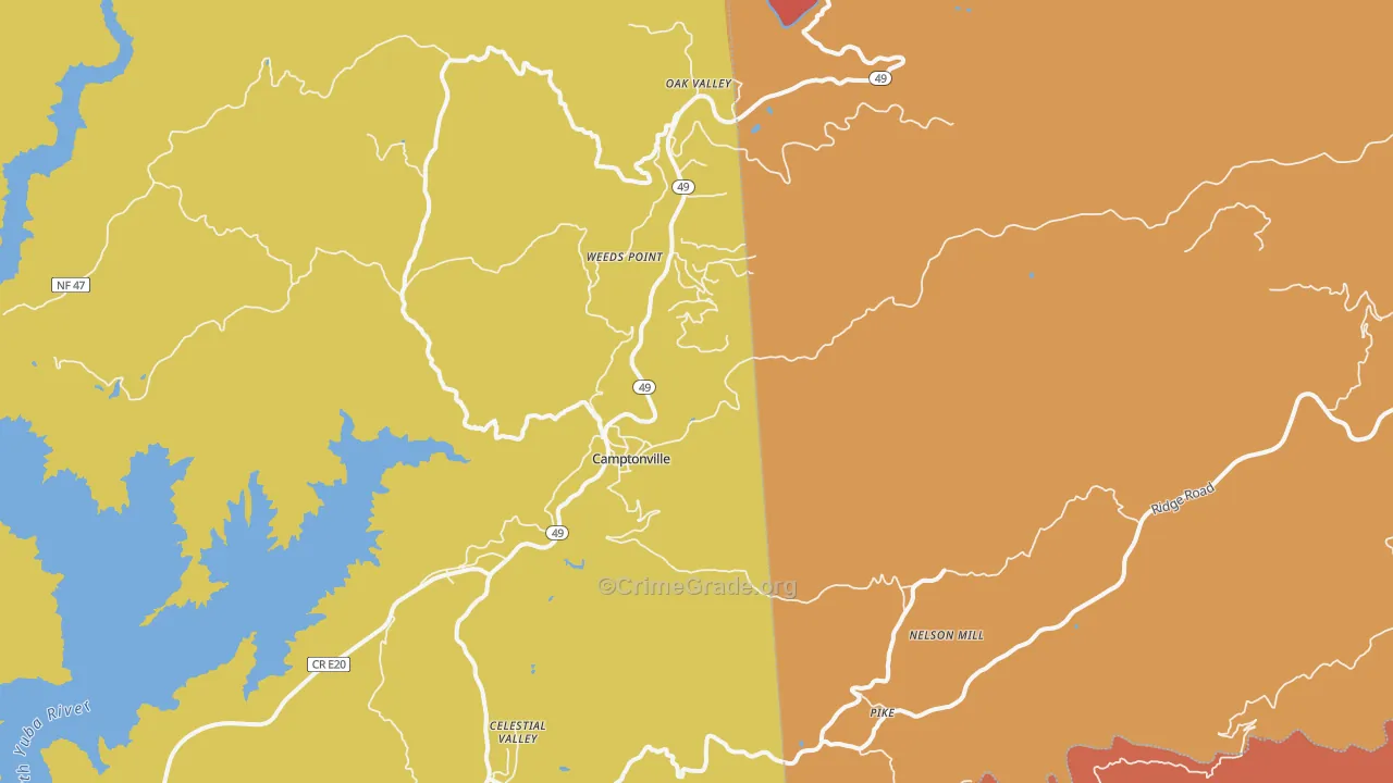 Pike, CA Map of Robbery Rates