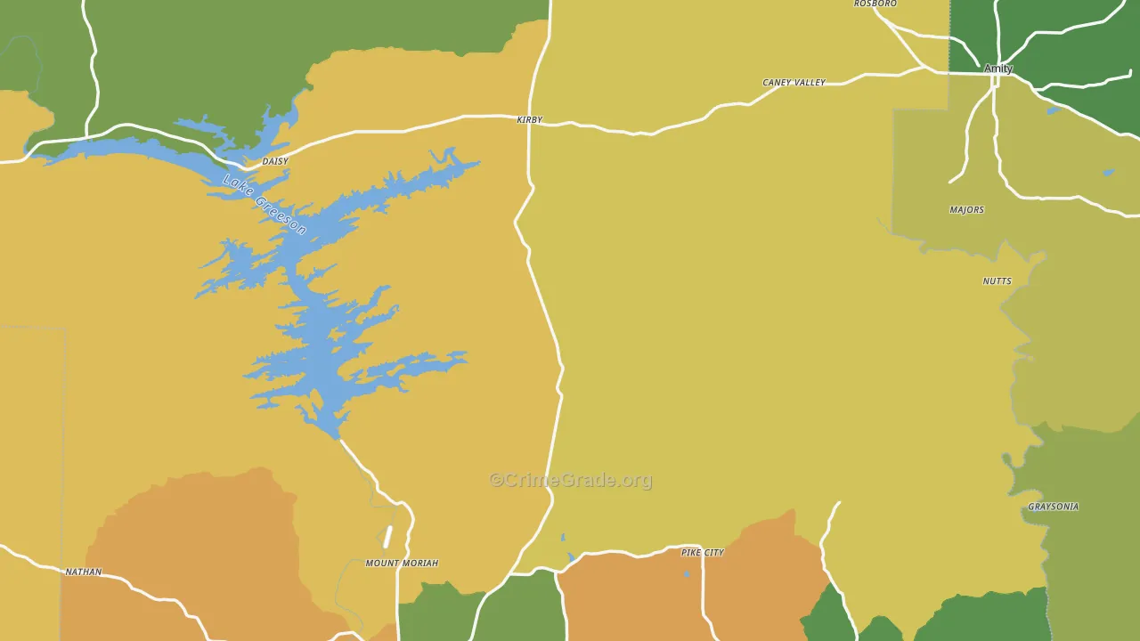 Pike County, AR Map of Robbery Rates