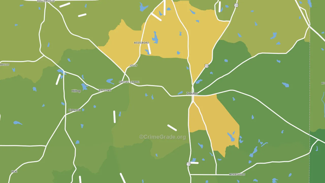 Pike County, GA Map of Robbery Rates