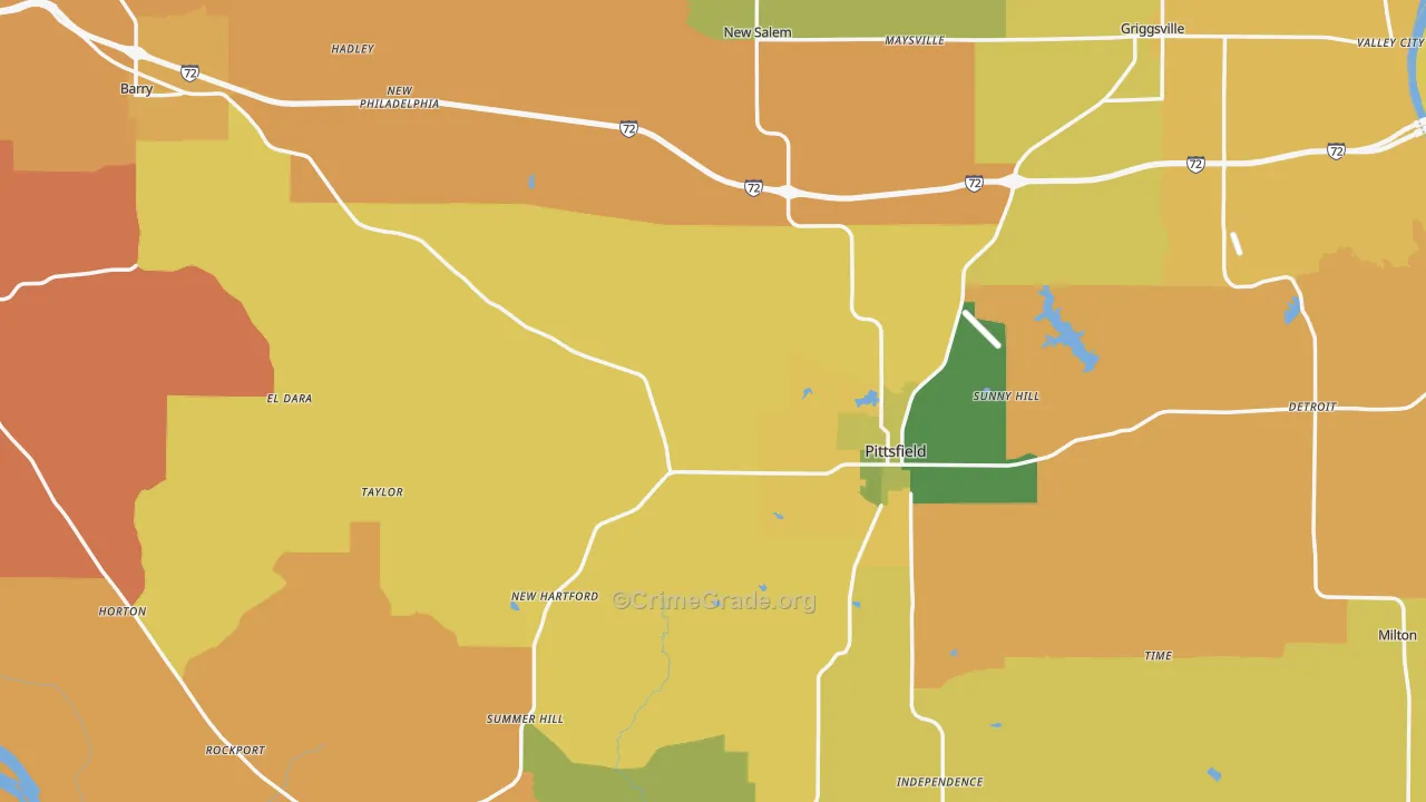 Pike County, IL Map of Robbery Rates