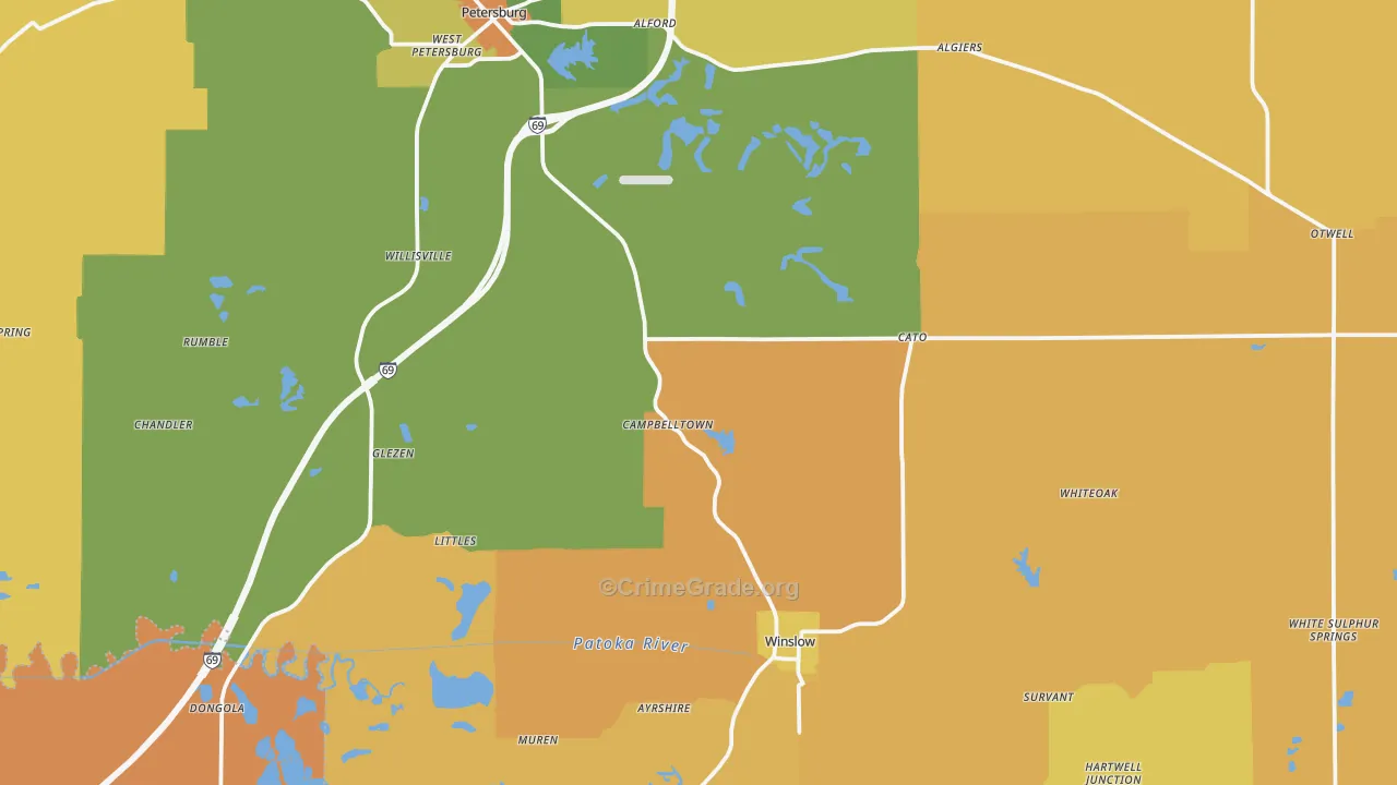 Pike County, IN Map of Robbery Rates