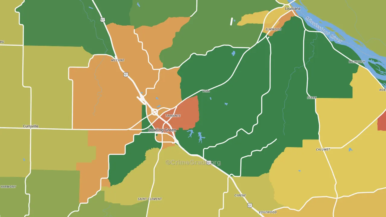 Pike County, MO Map of Robbery Rates