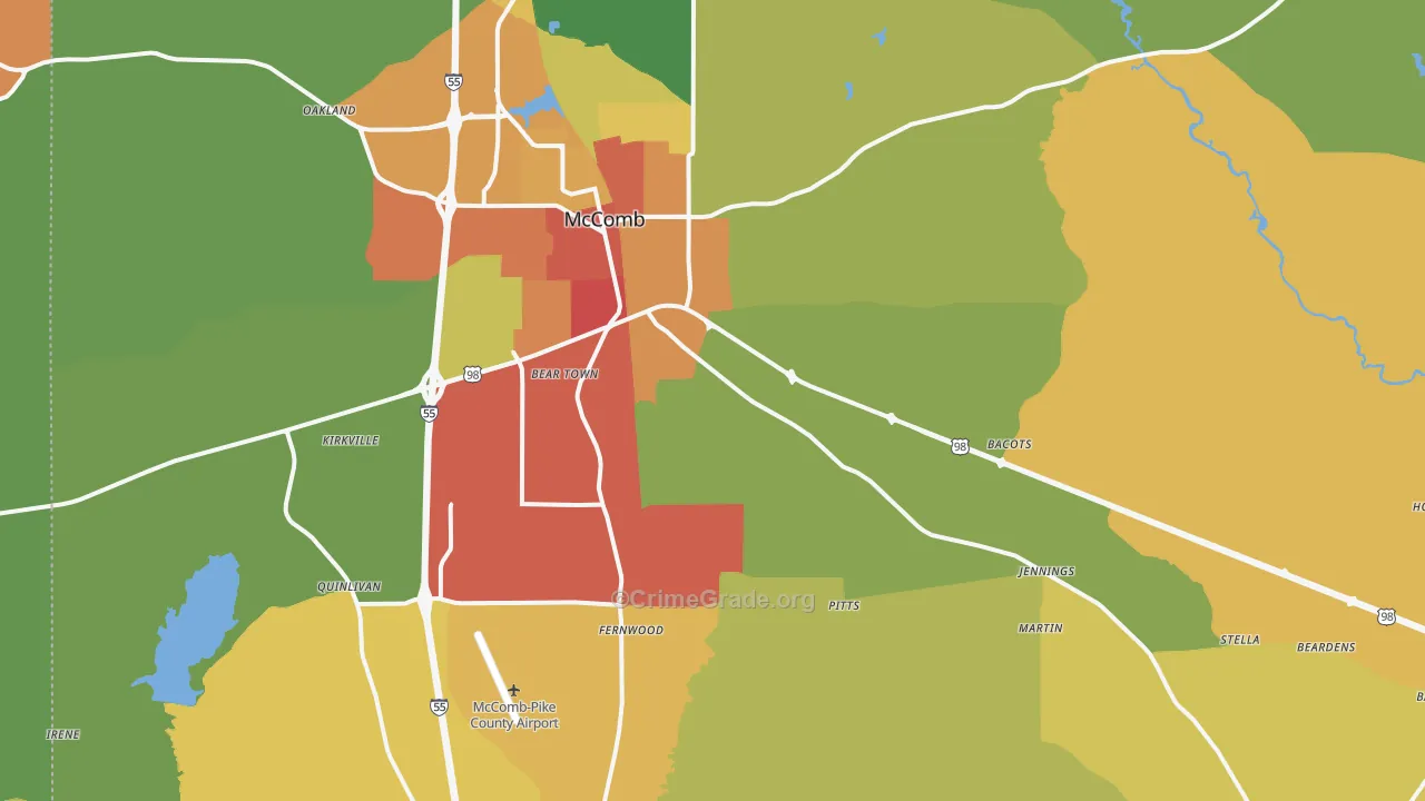 Pike County, MS Map of Robbery Rates