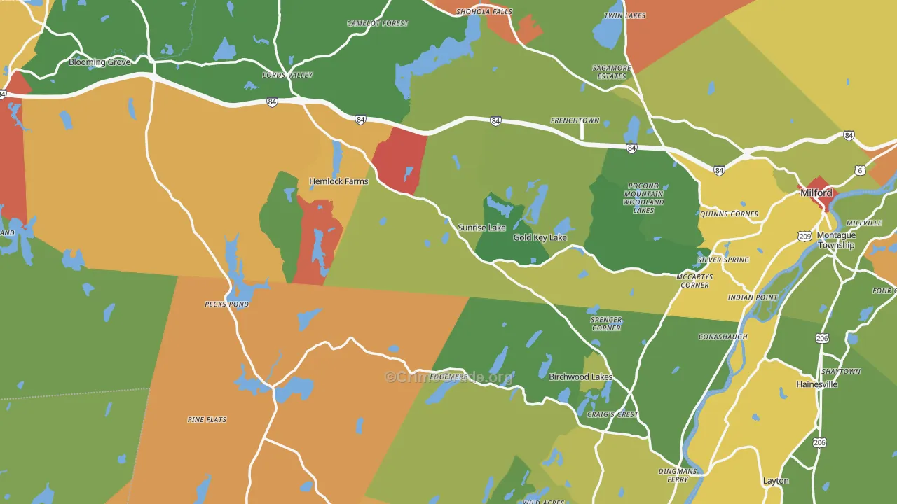 Pike County, PA Map of Robbery Rates