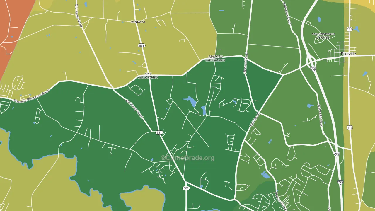 Pike Crossroads, NC Map of Robbery Rates