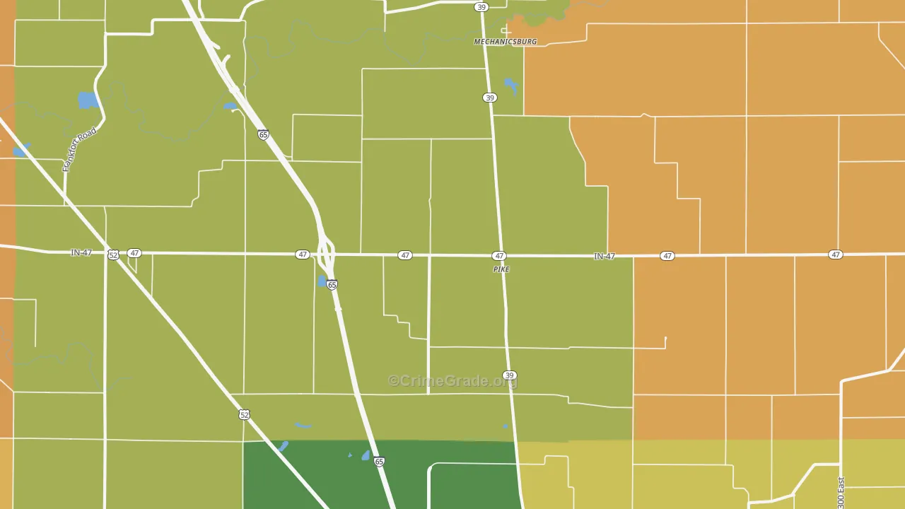 Pike, IN Map of Robbery Rates
