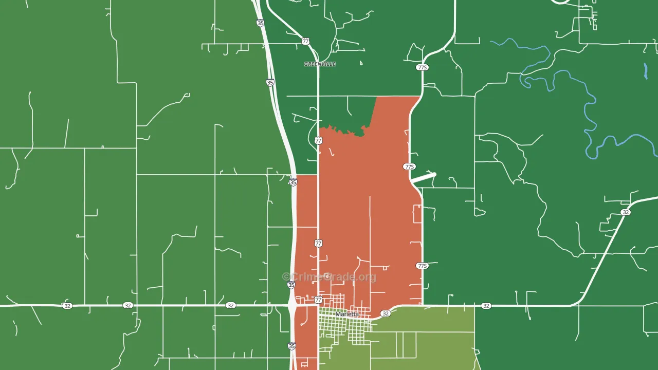 Pike, OK Map of Robbery Rates