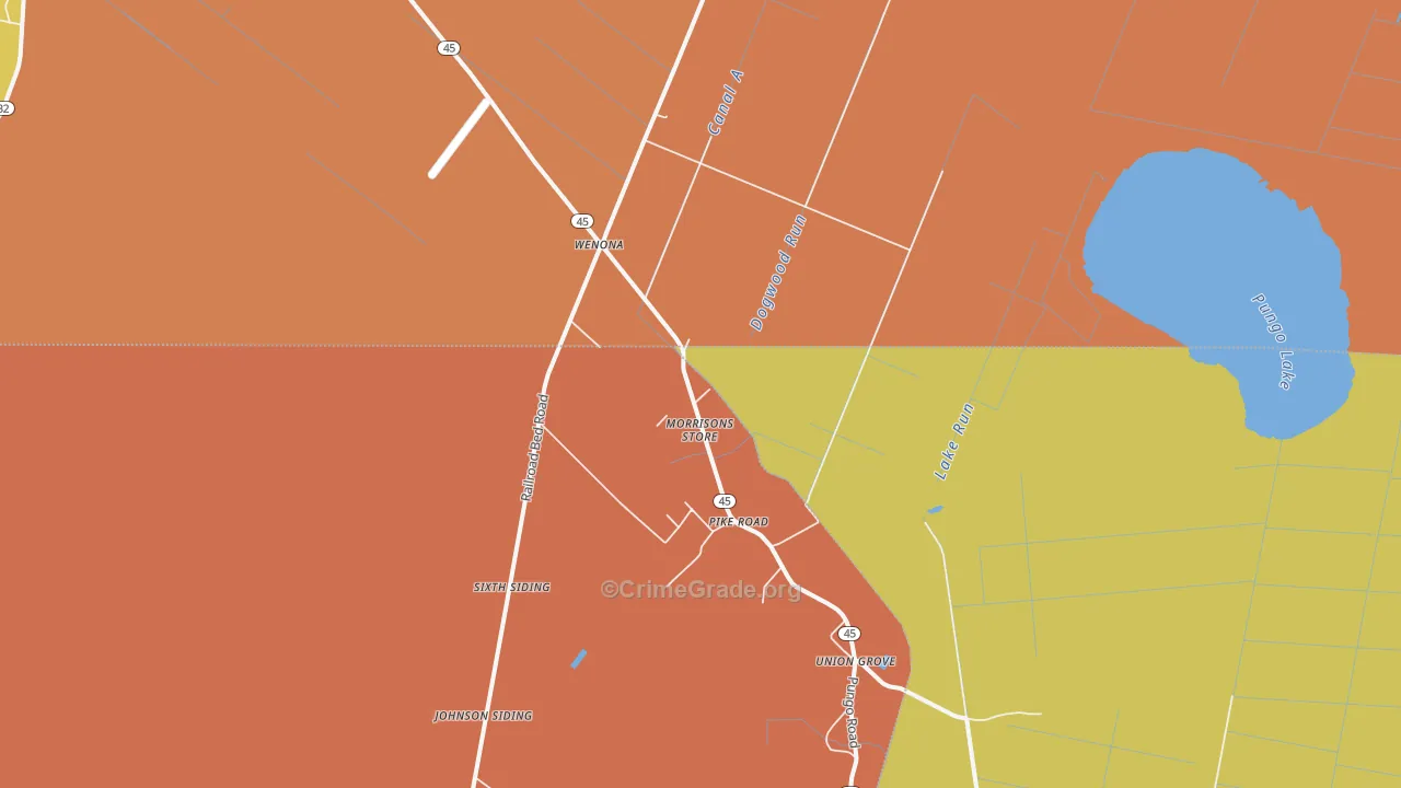 Pike Road, NC Map of Robbery Rates