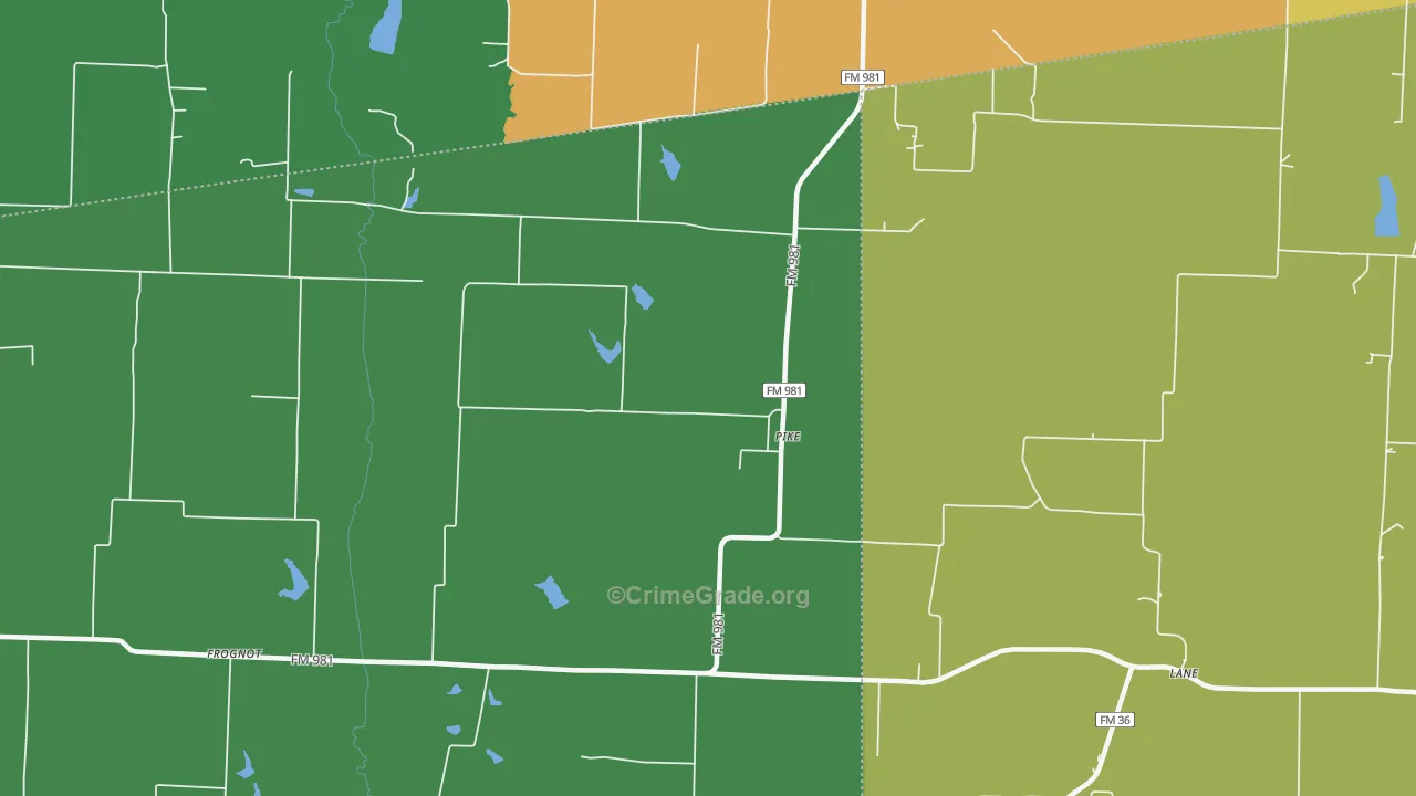 Pike, TX Map of Robbery Rates