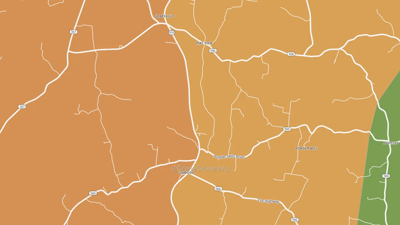 Pike View, KY Map of Robbery Rates