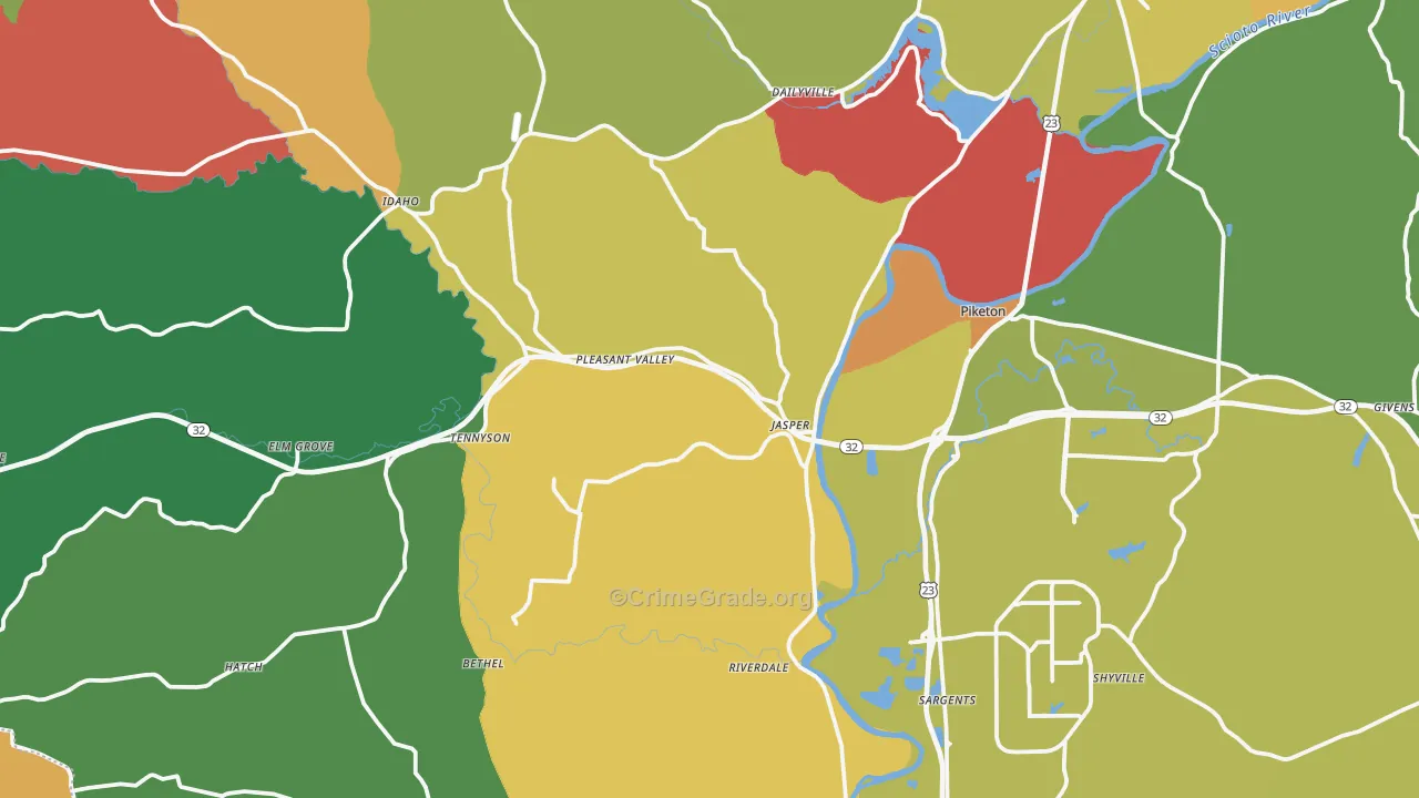 Piketon, OH Map of Robbery Rates