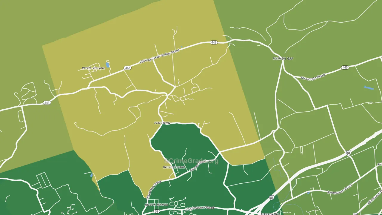 Piketown, PA Map of Robbery Rates