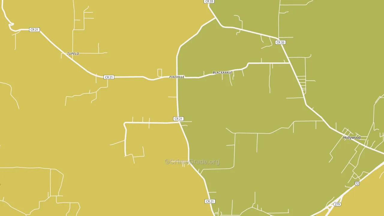 Pikeville, AL Map of Robbery Rates