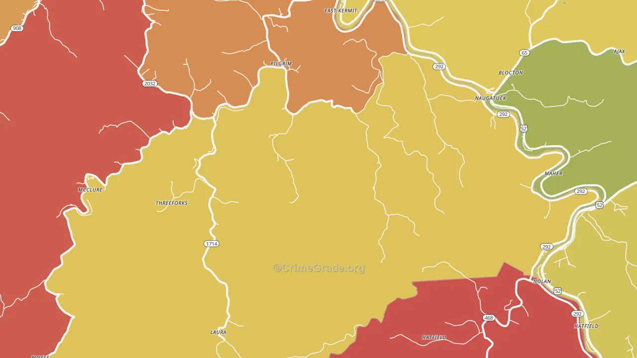 Pilgrim, KY Map of Robbery Rates