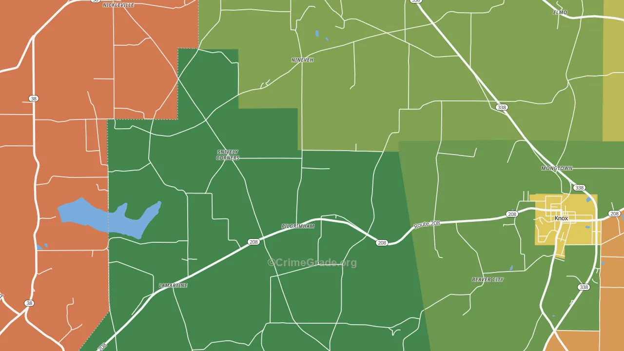 Pilgrimham, PA Map of Robbery Rates