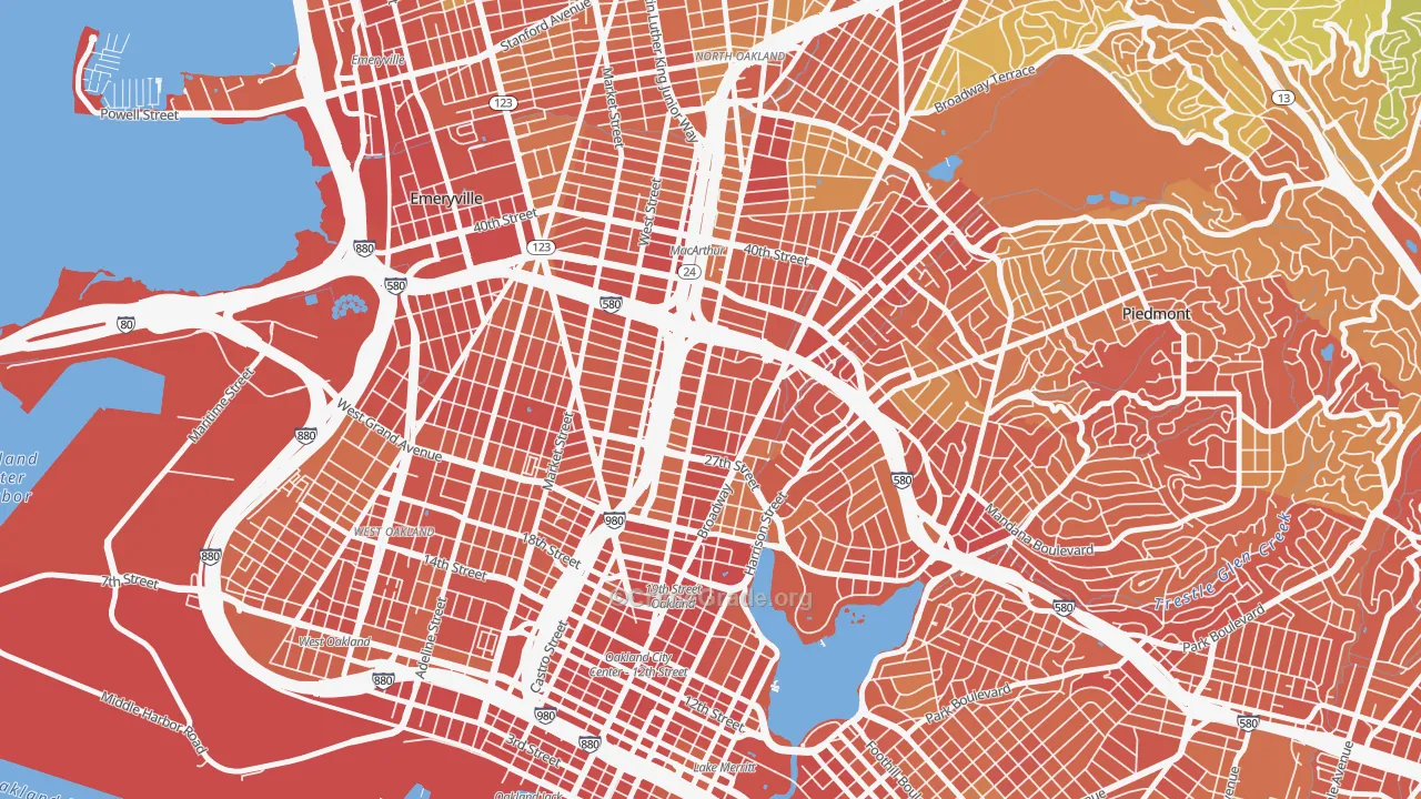 Pill Hill, Oakland, CA Map of Robbery Rates