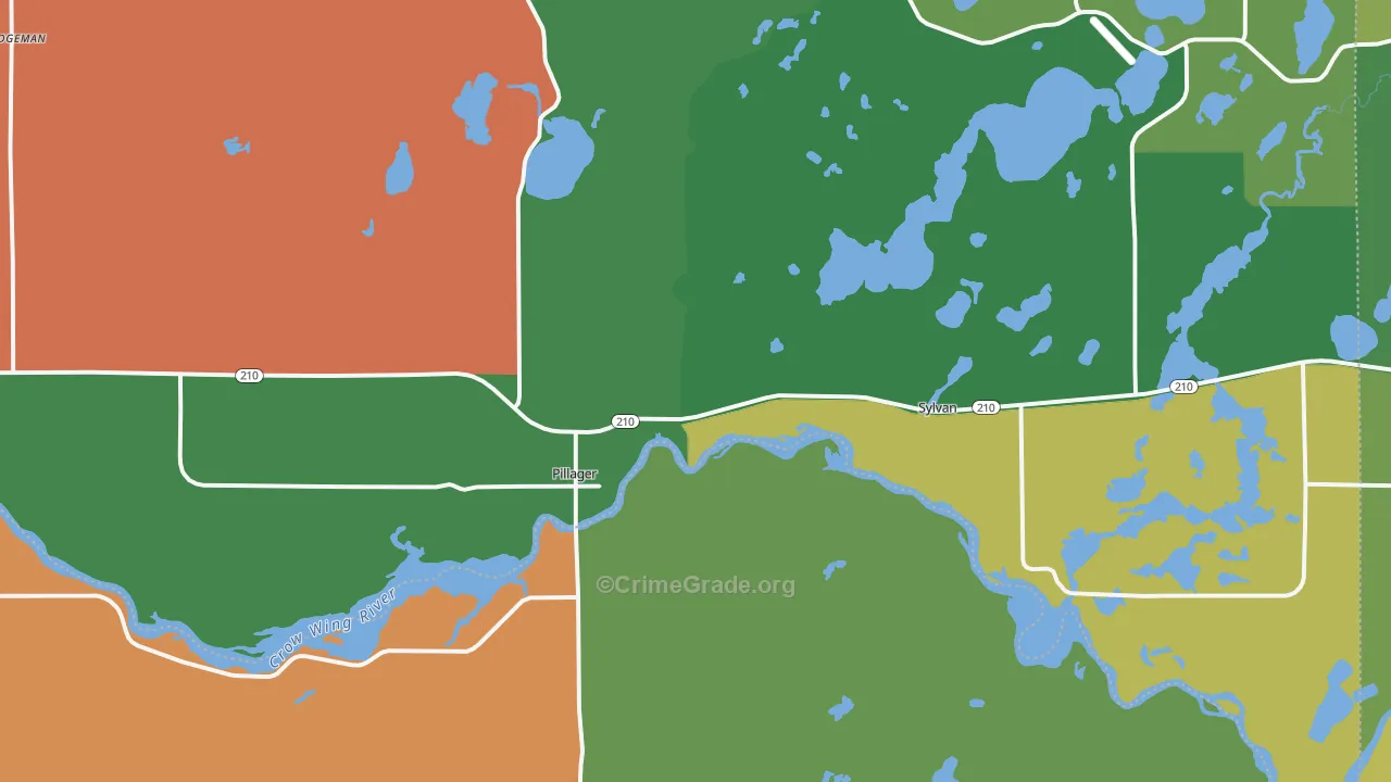 Pillager, MN Map of Robbery Rates