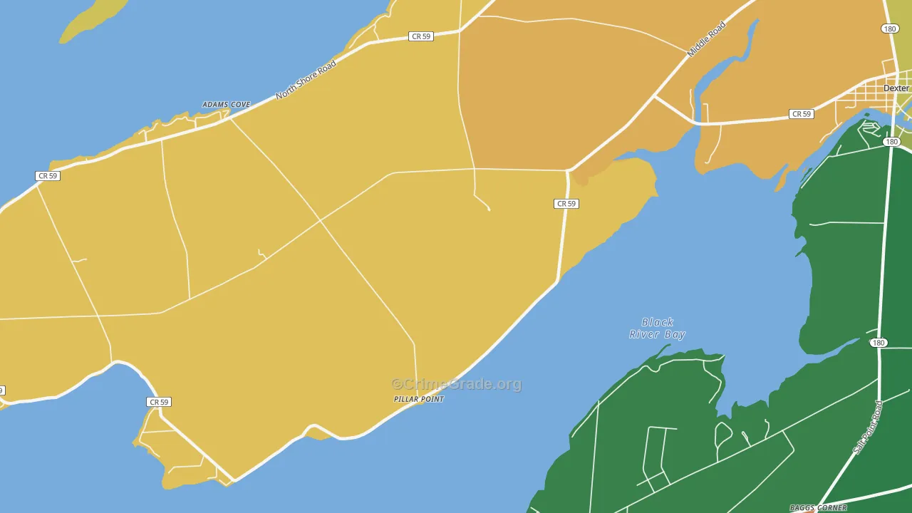 Pillar Point, NY Map of Robbery Rates