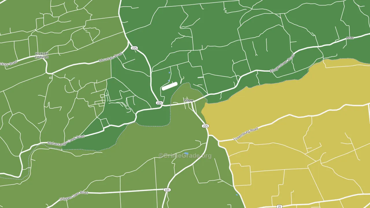Pillow, PA Map of Robbery Rates