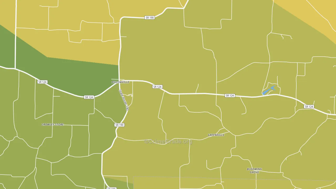 Pillowville, TN Map of Robbery Rates