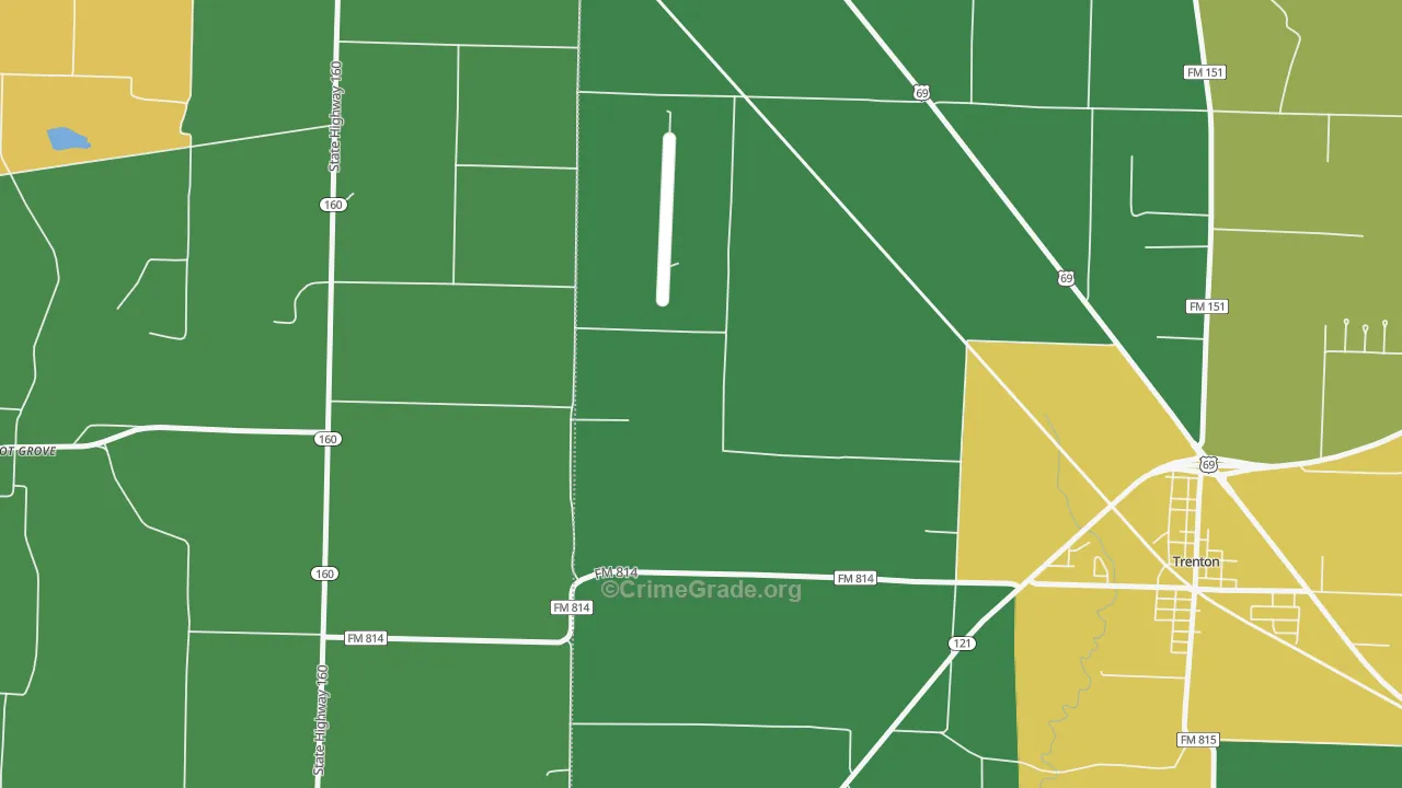 Pilot Grove, TX Map of Robbery Rates