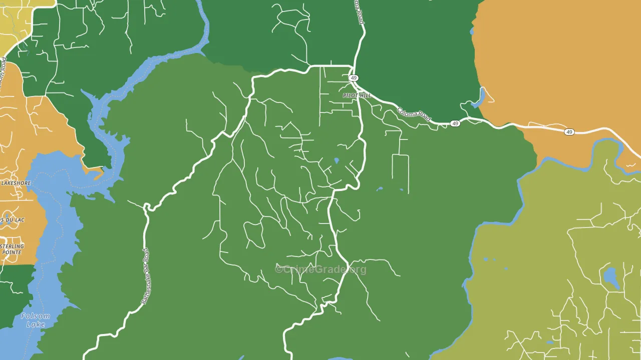 Pilot Hill, CA Map of Robbery Rates