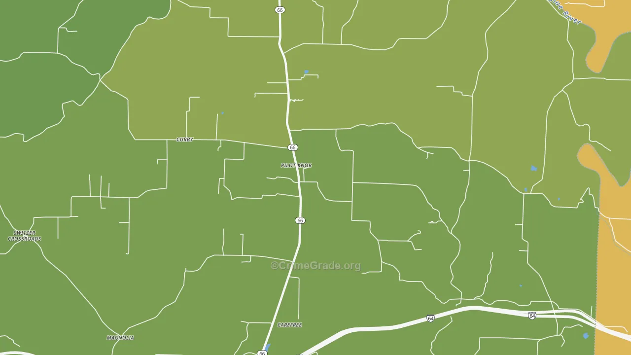 Pilot Knob, IN Map of Robbery Rates