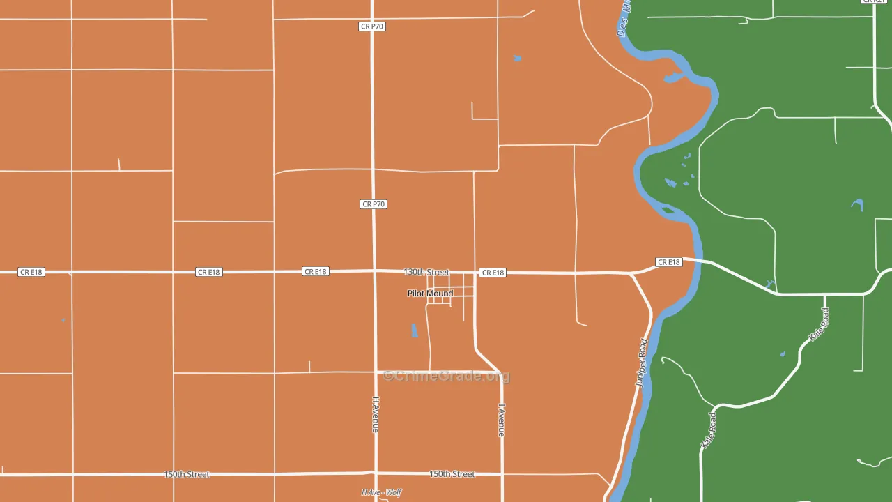 Pilot Mound, IA Map of Robbery Rates