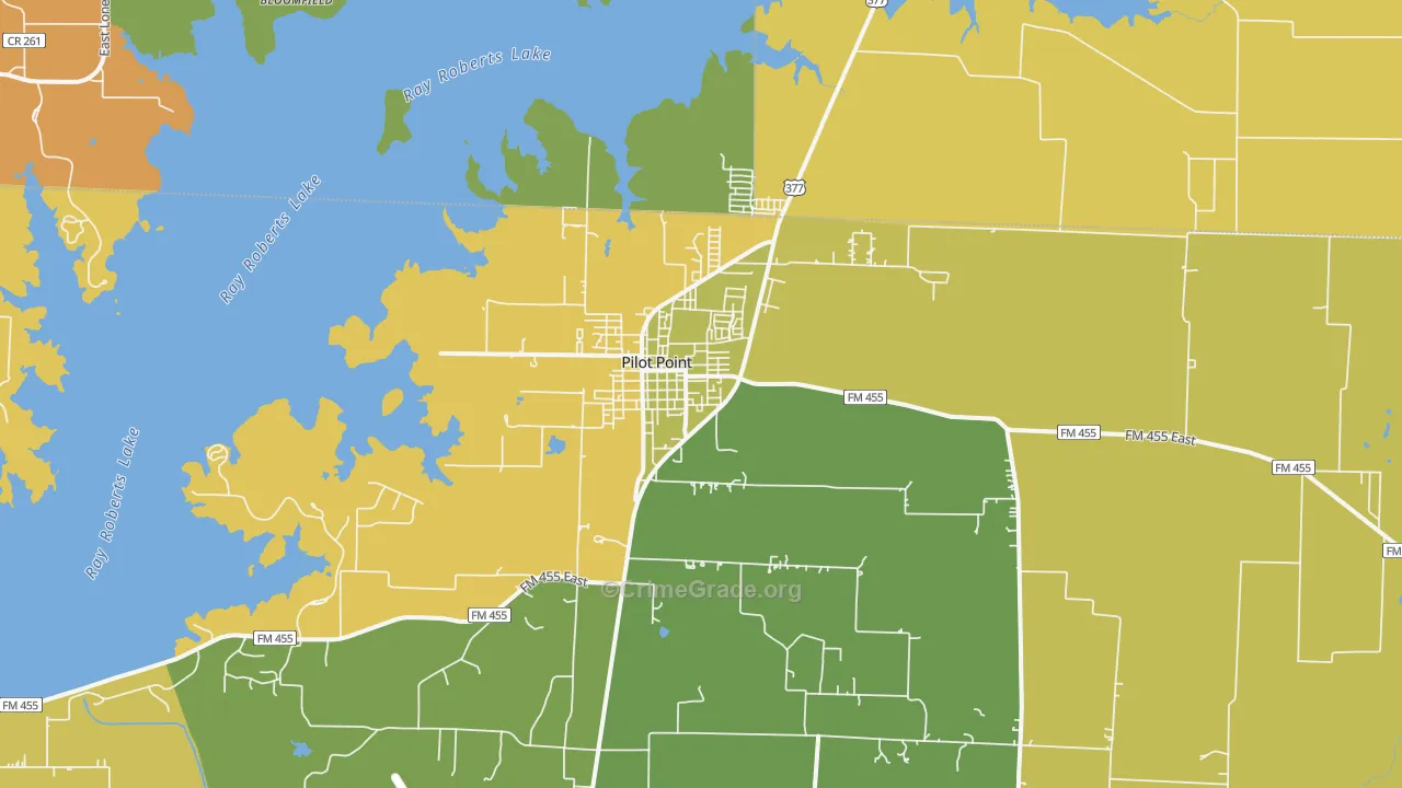 Pilot Point, TX Map of Robbery Rates