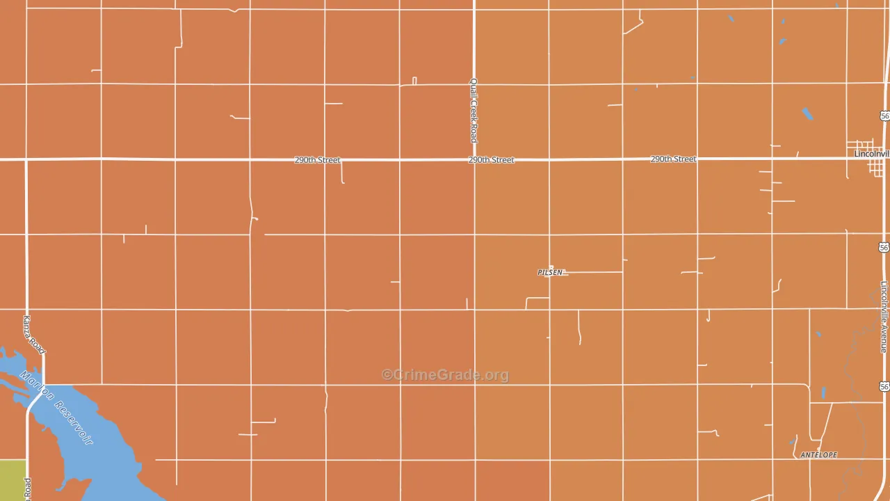 Pilsen, KS Map of Robbery Rates
