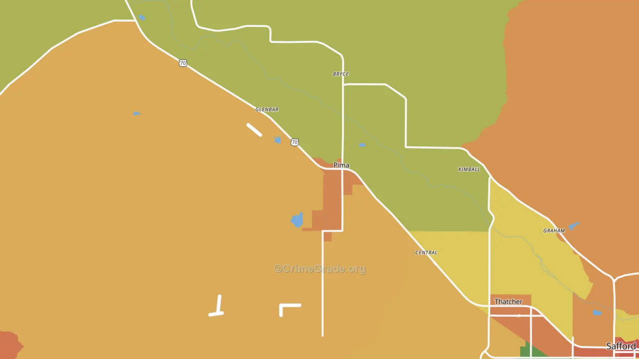 Pima, AZ Map of Robbery Rates