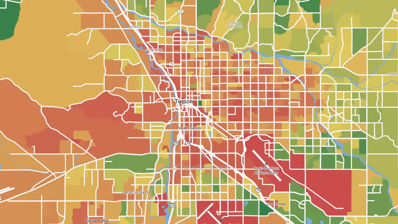Pima County, AZ Map of Robbery Rates