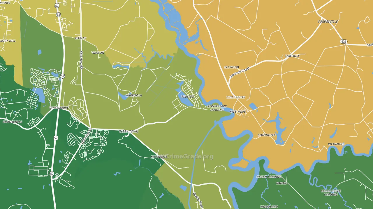 Pimlico, SC Map of Robbery Rates