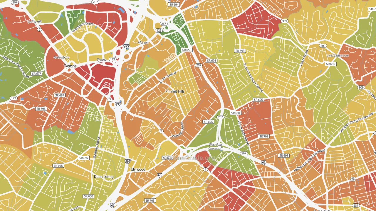Pimmit Hills, Falls Church, VA Map of Robbery Rates