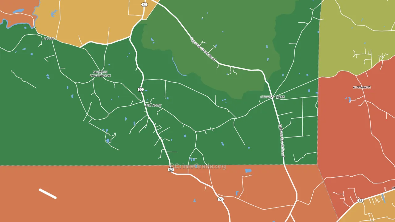 Pin Hook, NC Map of Robbery Rates