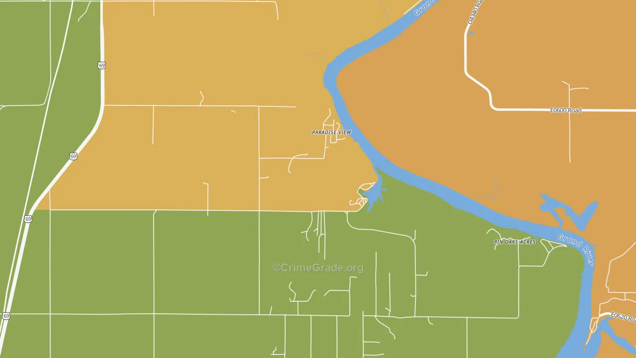 Pin Oak Acres, OK Map of Robbery Rates