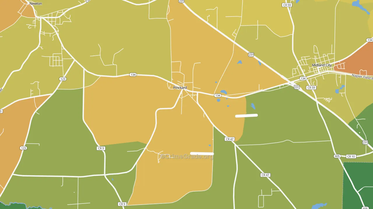Pinckard, AL Map of Robbery Rates