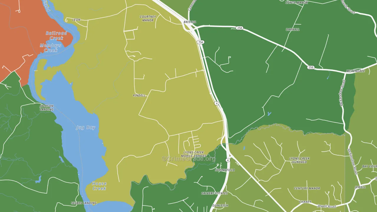 Pindell, MD Map of Robbery Rates