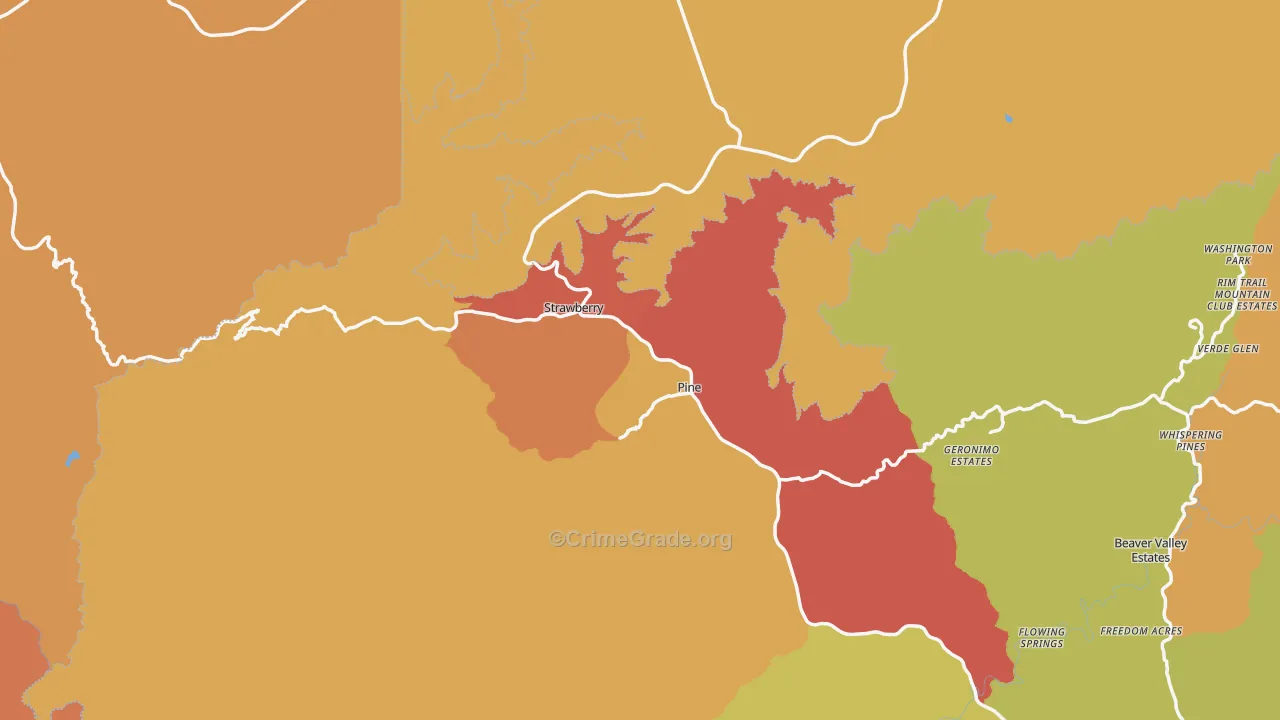 Pine, AZ Map of Robbery Rates
