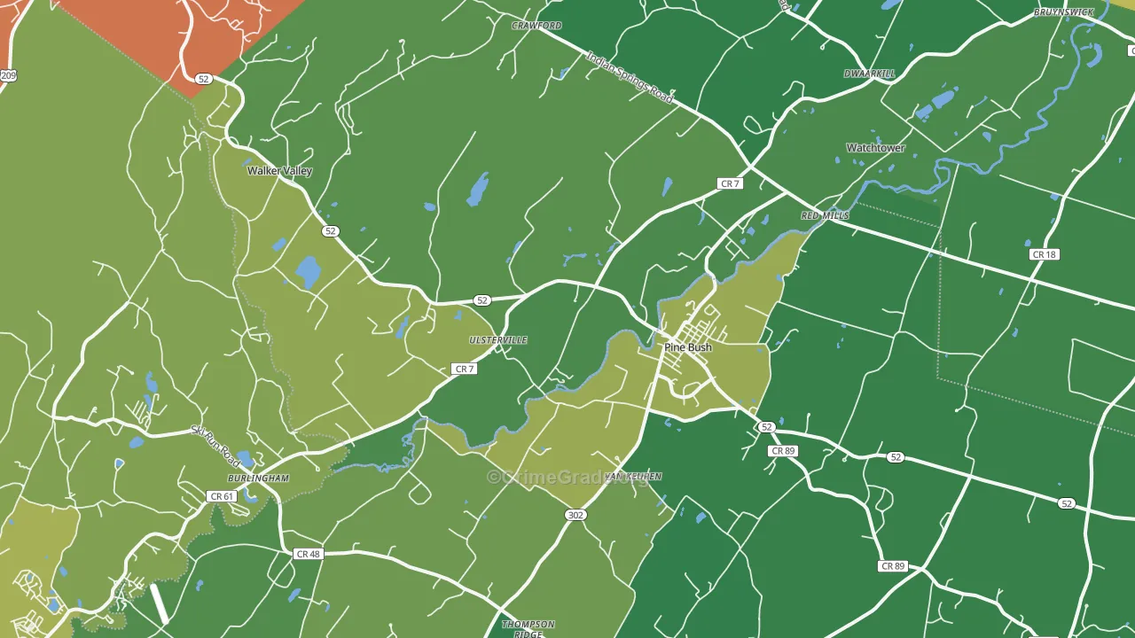 Pine Bush, NY Map of Robbery Rates