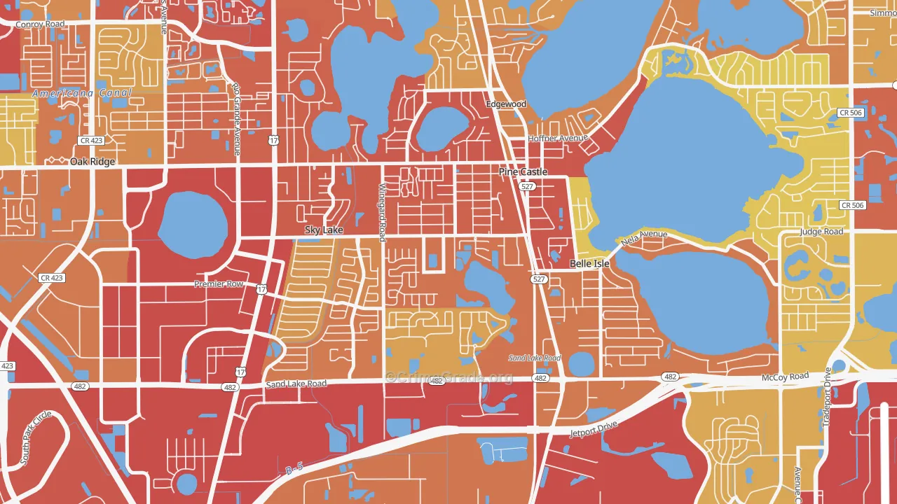Pine Castle, FL Map of Robbery Rates