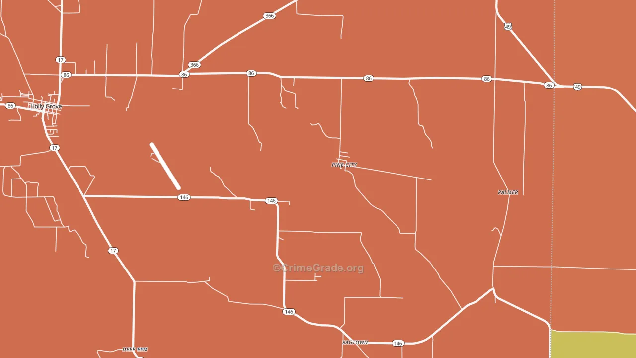 Pine City, AR Map of Robbery Rates