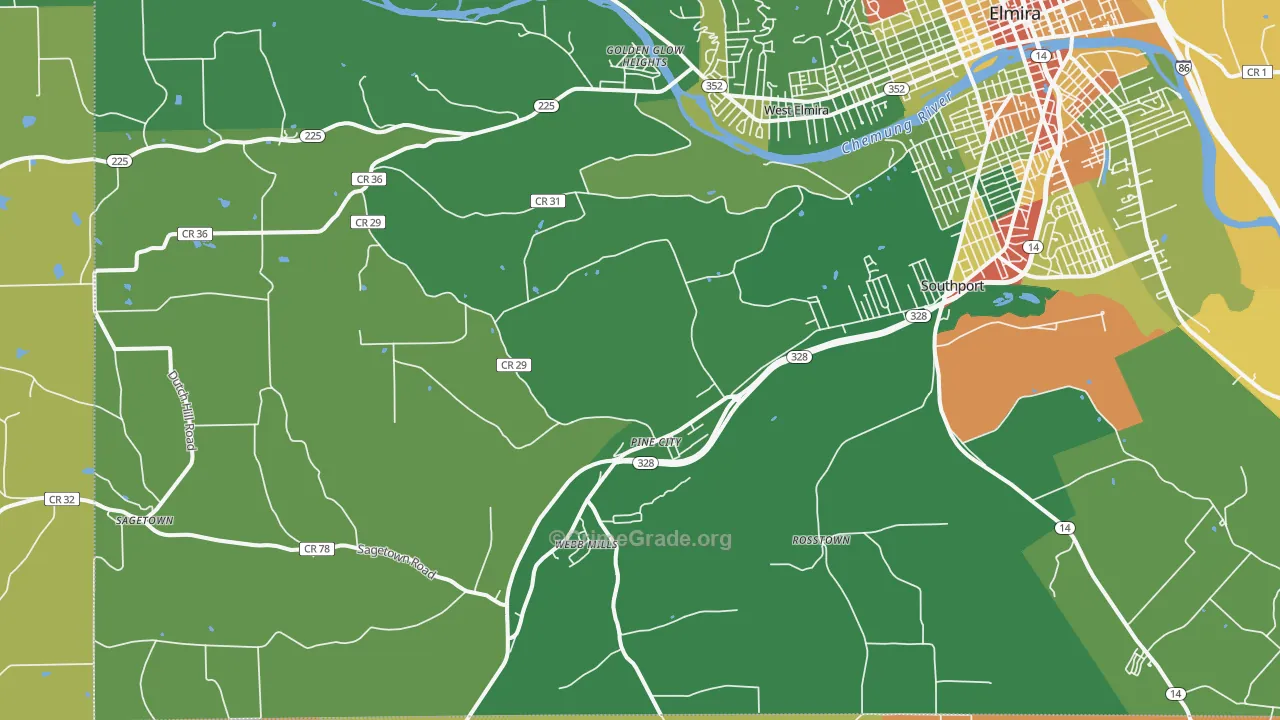 Pine City, NY Map of Robbery Rates