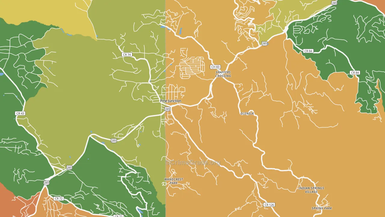 Pine, CO Map of Robbery Rates