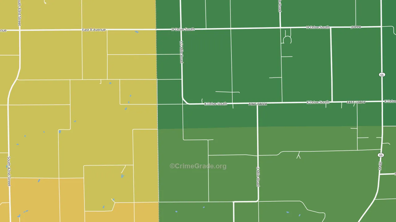 Pine Creek, MI Map of Robbery Rates