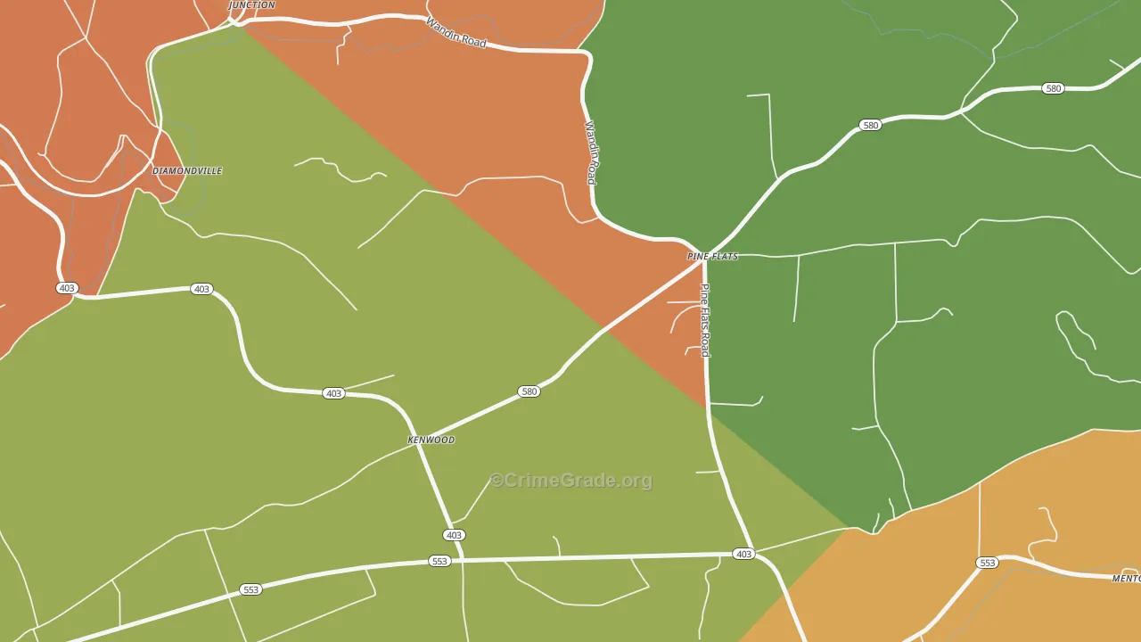 Pine Flats, PA Map of Robbery Rates