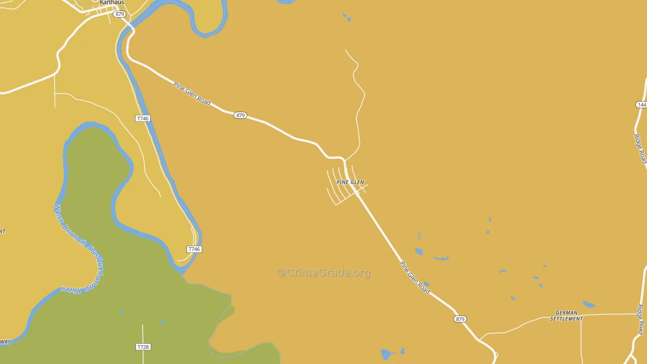 Pine Glen, PA Map of Robbery Rates