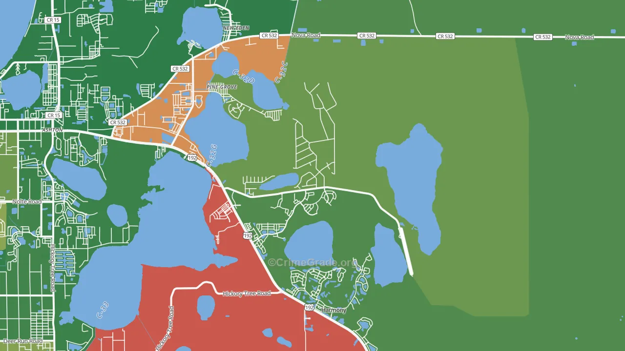 Pine Grove, FL Map of Robbery Rates