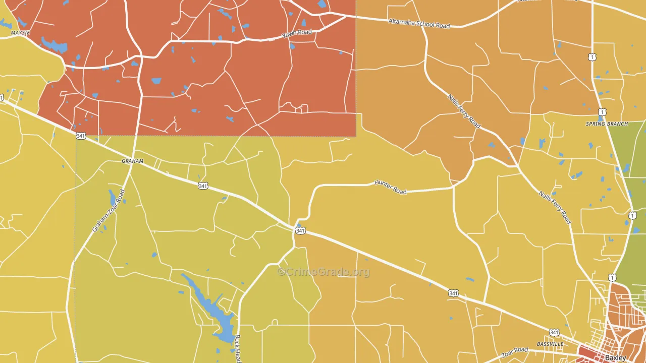 Pine Grove, GA Map of Robbery Rates